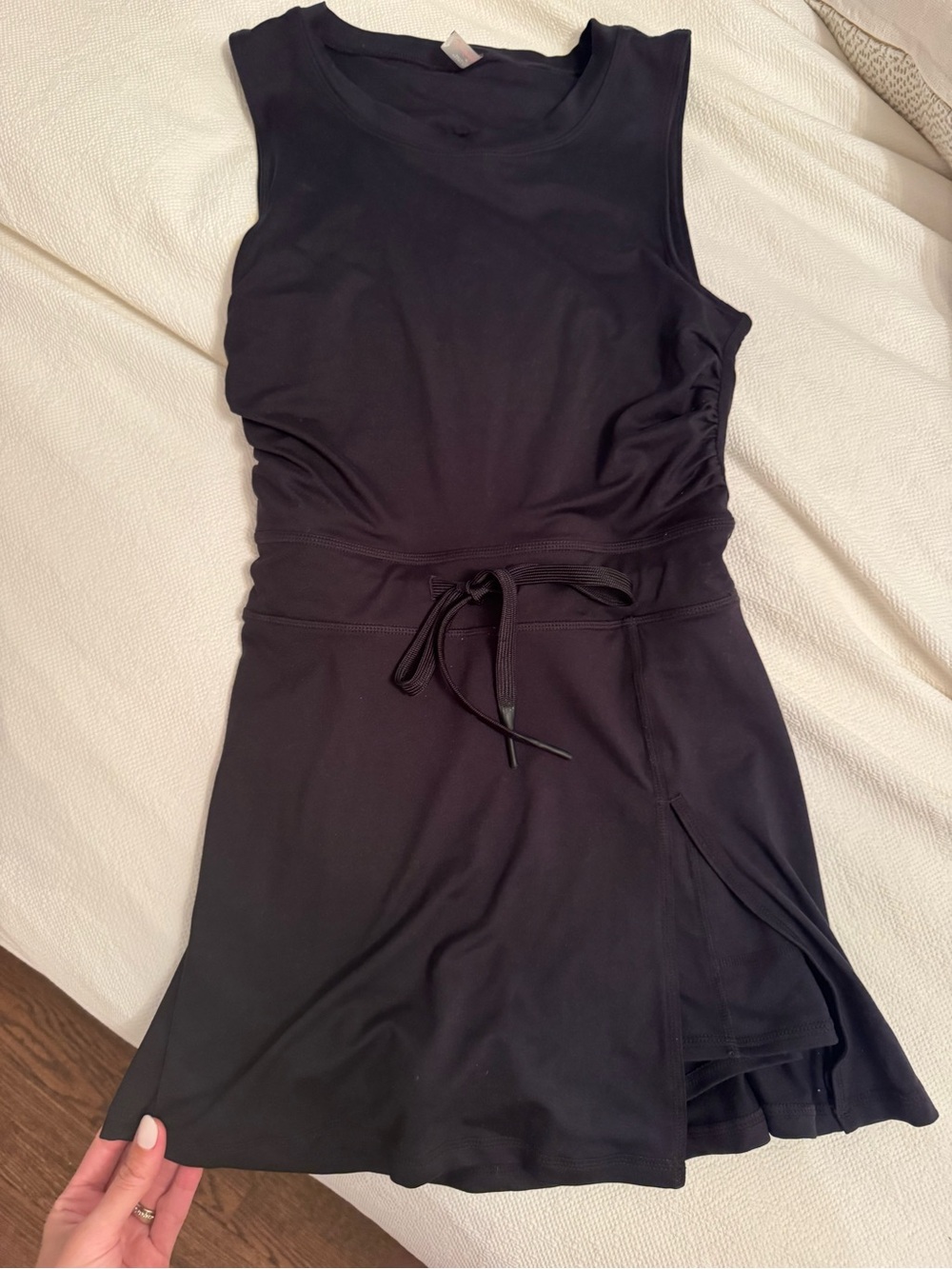 Free People Black Sleeveless Drawstring Mini Dress